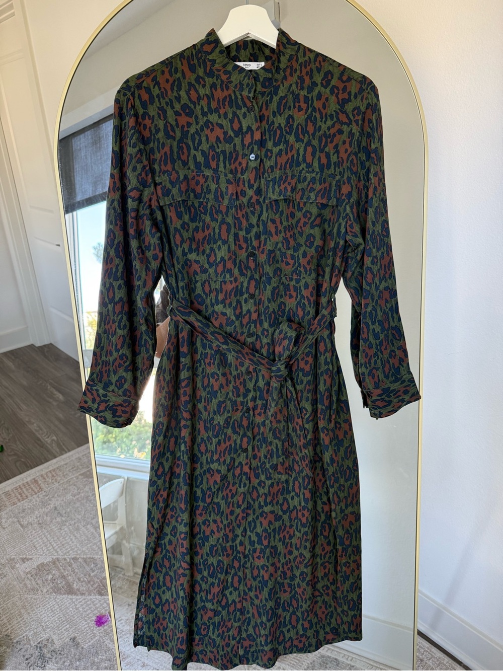 Button-Front Belted Shirt Dress